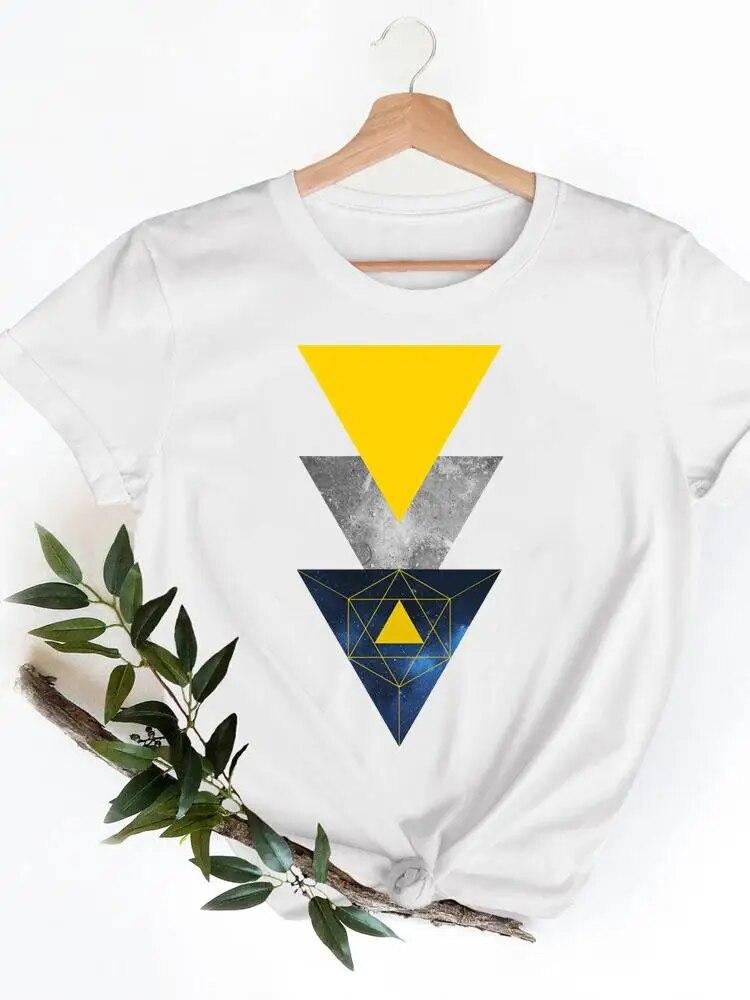 Short Sleeve Ladies Print T-shirts Geometric Spring  Clothing Women T Clothes Summer Casual Fashion Female Graphic Tee