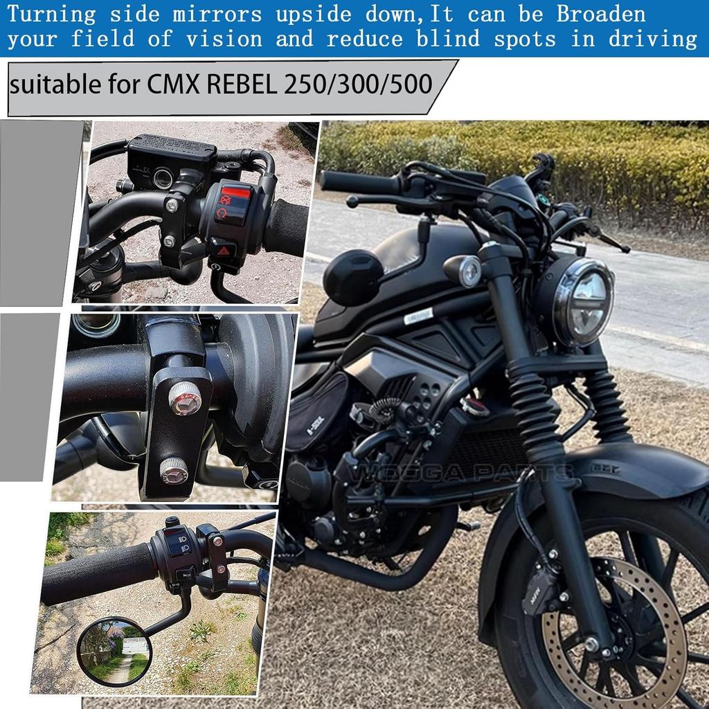 WOOGA Rückspiegel Überkopfhalterung, Motorrad Lenker Rückspiegel Seitenspiegel Umgedrehte Halterung, Unten Adapterhalterung Erweiterungsständer passend für
