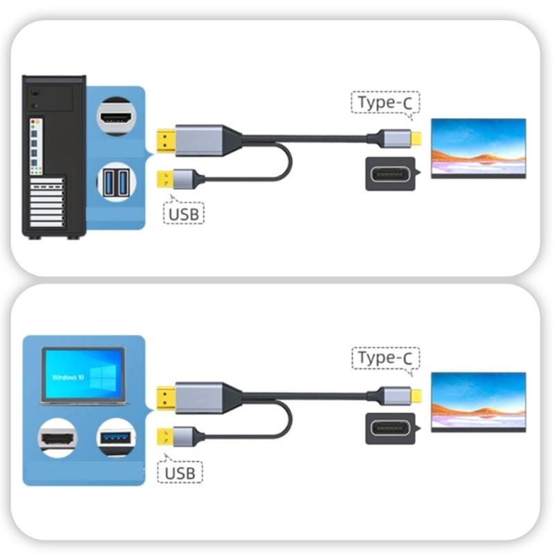 USB C To  Cable Type C Male To  Male 4K 60Hz Adapter Converters Converters For Laptop Monitor