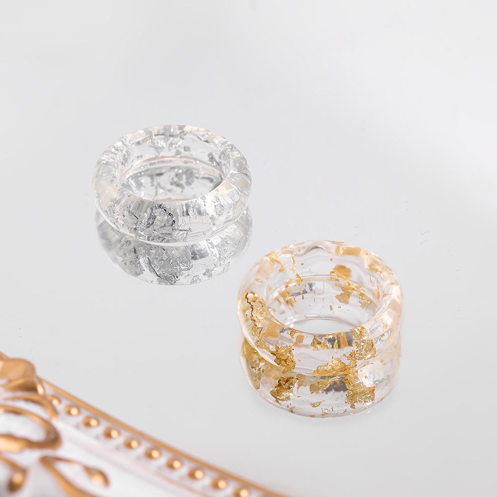 Candy Colored Resin Ring Transparent Geometric Ring Y2K Yabi Size Decorative Ring with Accessories