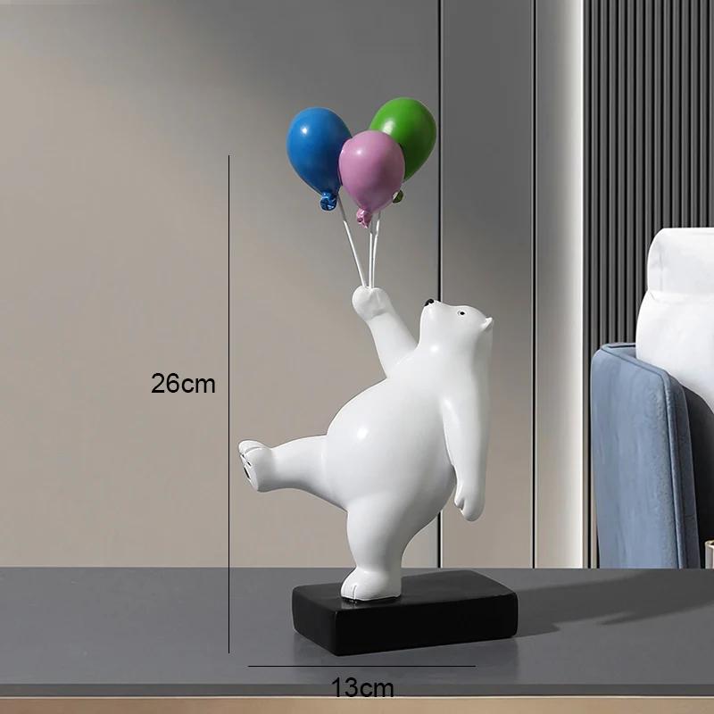 Resin Bear Animal Sculpture Nordic Creative Wall Balloon Wall Decor Pendant Living Room Children's Room Bedroom Wall Decorations