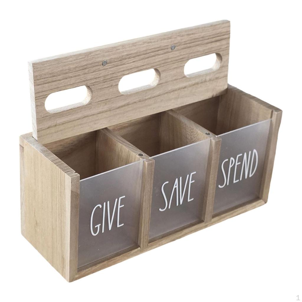 Salvadanaio in Legno a Forma di Maialino con Scomparti da Scrivania Regalo per Festival Camera dei Ragazzi Salvadanaio