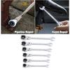 6-Piece Ratchet Wrench Set with Open Flex Head, Metric Ratchet Tube Wrench Set, 10-17mm 72-Tooth Gear Open Air Air Conditioner Tube Professional Adjus