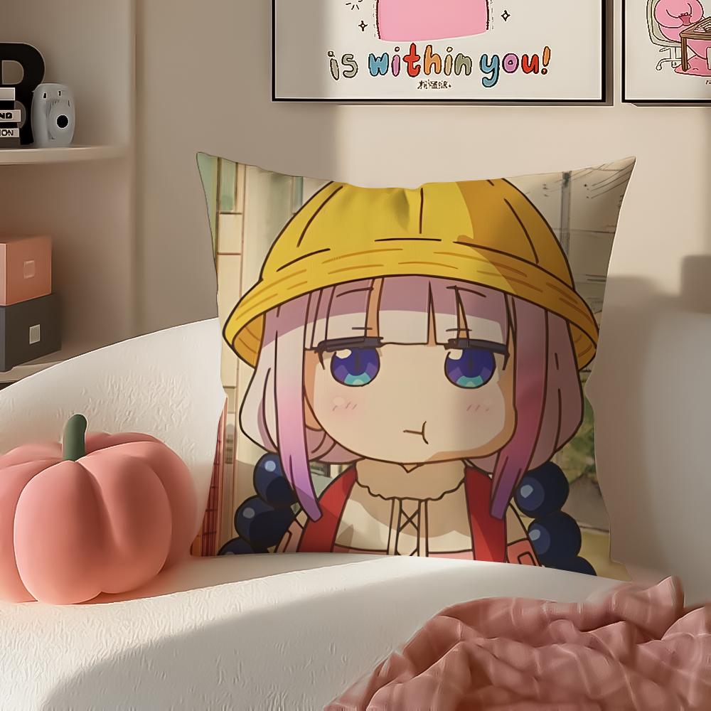 Miss Kobayashis Dragon MaidB Anime Cushion Cover Pillowcase Short Plush Invisible zipper Room Sofa Cushion Cover