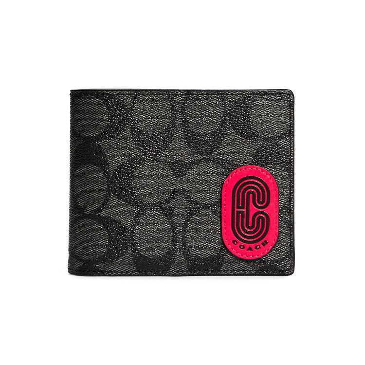 New COACH 3 IN 1 Wallet Canvas With Calfskin Card Holder, Wallet Mini Men's Black & Denim Blue C8297-QBTU9