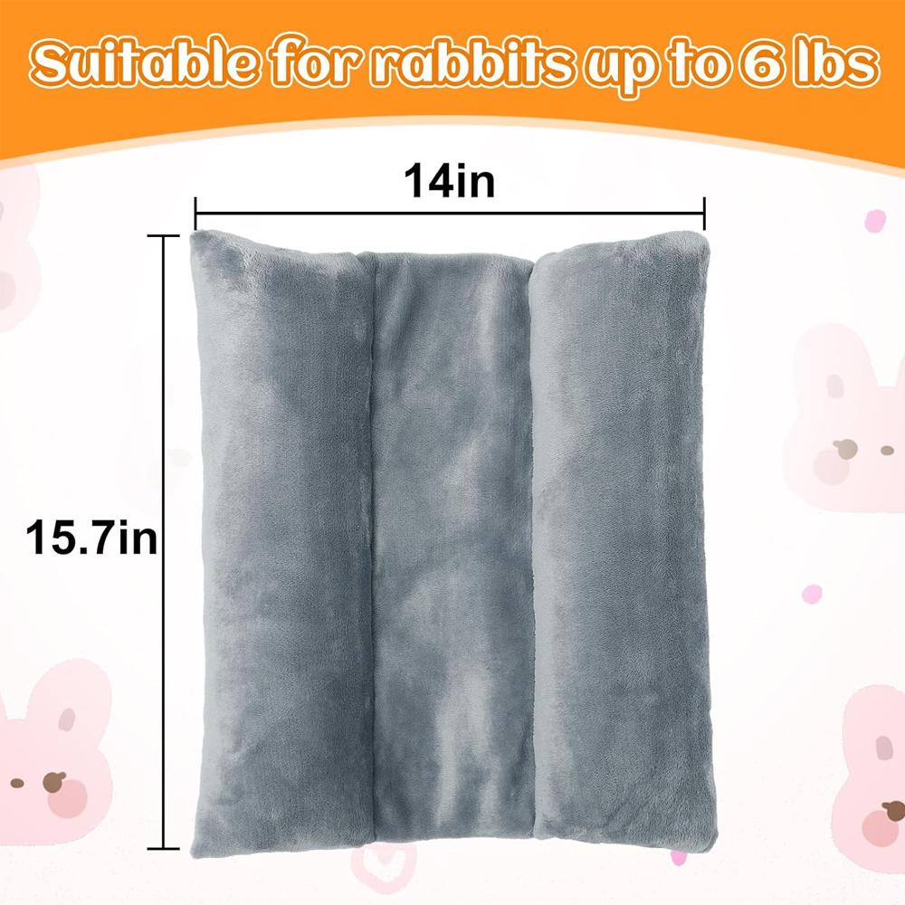 Rabbit Bed Thickened Soft Bunny Concave Bed Cuddle Cushion Plush Mat with Cotton Lounger Pillows Small Pet Flop Mat for Sleeping