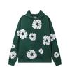 Completo Felpa con Cappuccio e Jogger Unisex Oversize con Stampa Floreale Fodera Calda in Pile Streetwear Invernale