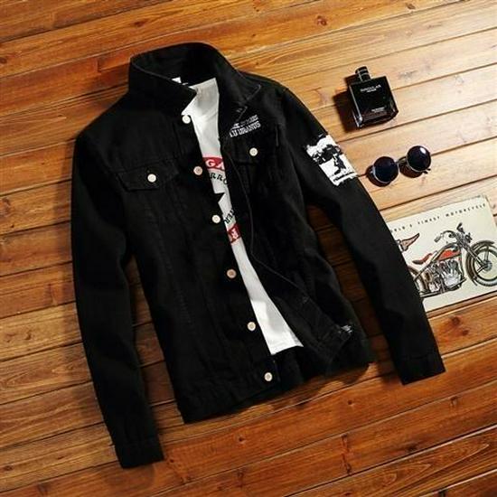 

Men s Slim Fit Denim Jacket - Casual Korean Style for Spring & Autumn 2XL