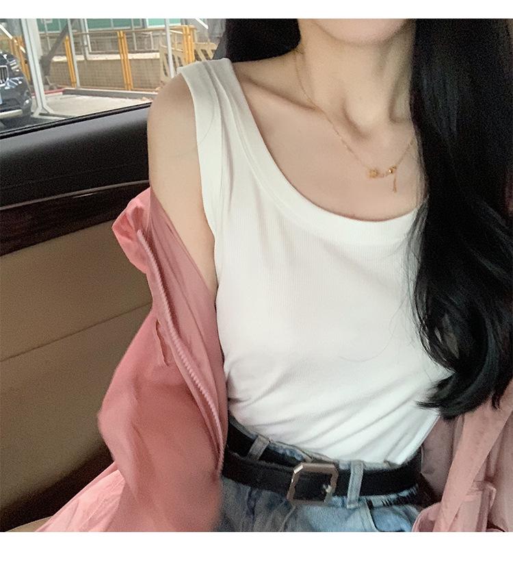 Women's Summer Slimming Vest, Large Size, Short Style, Sleeveless, Anti-Exposure, Threaded Design, Model 8008#