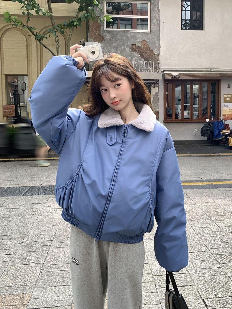 Women's Petite Thickened Winter Cotton Jacket - Loose, Warm, Short Outerwear 2025