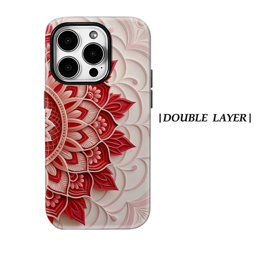 

Red Mandala Phone Case for IPhone 17 16 15 14 13 Pro Max Plus for Magnetic Single Double-layer Tough Case IPHONE17AIR