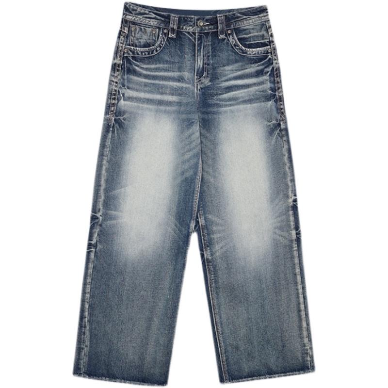 Jeans Casual da Donna Stile Vintage Vita Alta Larghi Blu Pantaloni Femminili Y2K Gamba Larga Baggy Harajuku Pantaloni in Denim