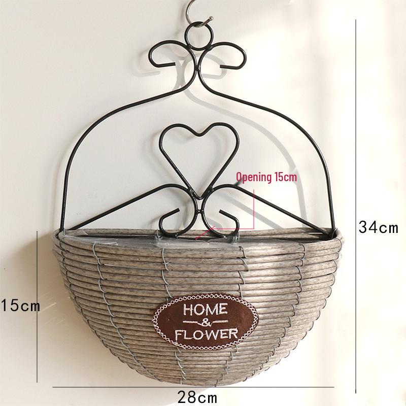 Hand-Woven Wall-Mounted Wicker Flower Basket Decoration