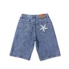 Corteiz Roztrhané Džínové Šortky S Výšivkou Hvězd Vintage Streetwear Rovný Střih Střední Pas Ležérní 5/8 Délka Džíny Pánské