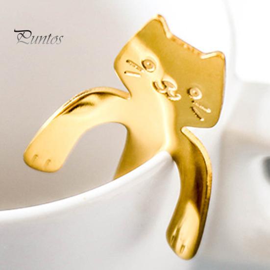 Cat Spoon Coffee Teaspoon Stainless Steel Hanging Cup Tea Spoon for Drink Mixing Cute Cat Shape Milkshake Jam Spoon Coffee Lover Gift