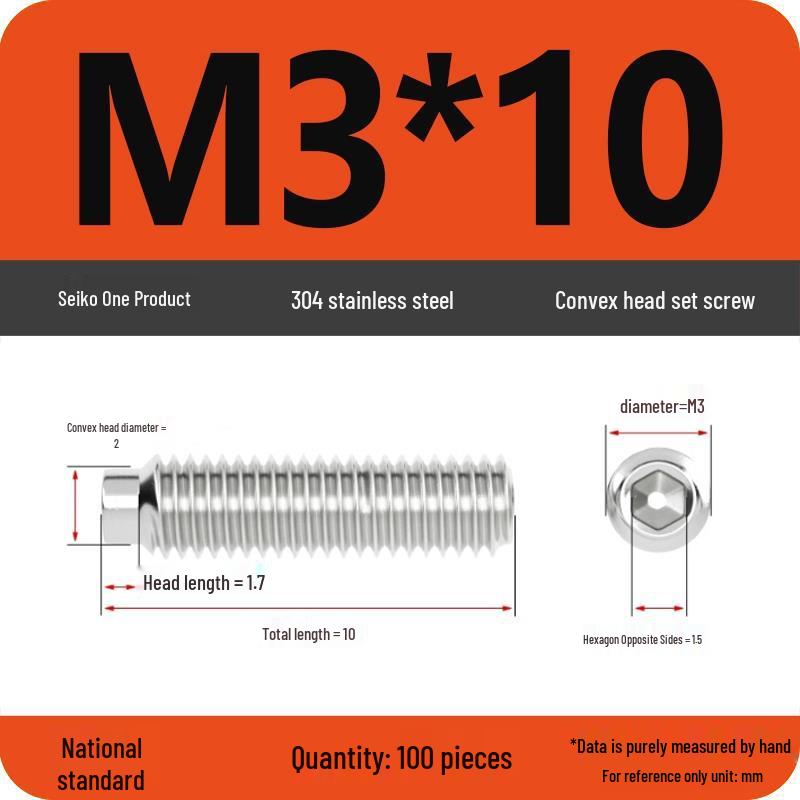 304 Stainless Steel Cup Point Grub Screw - Sizes M3 To M10