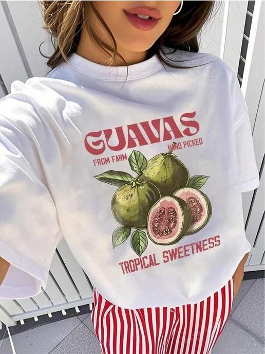 Oversized Y2K print T-shirt: Guavas XL