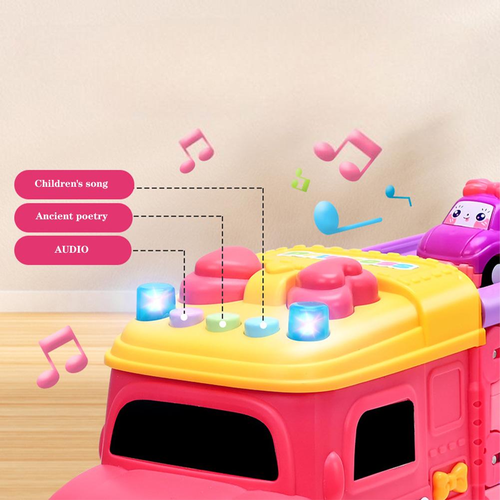 Transport Truck Car Toys Set For Kids Folding Storage Car Carrier With 6 Mini Cars 46" Long Track Christmas Gifts For Boys Girls