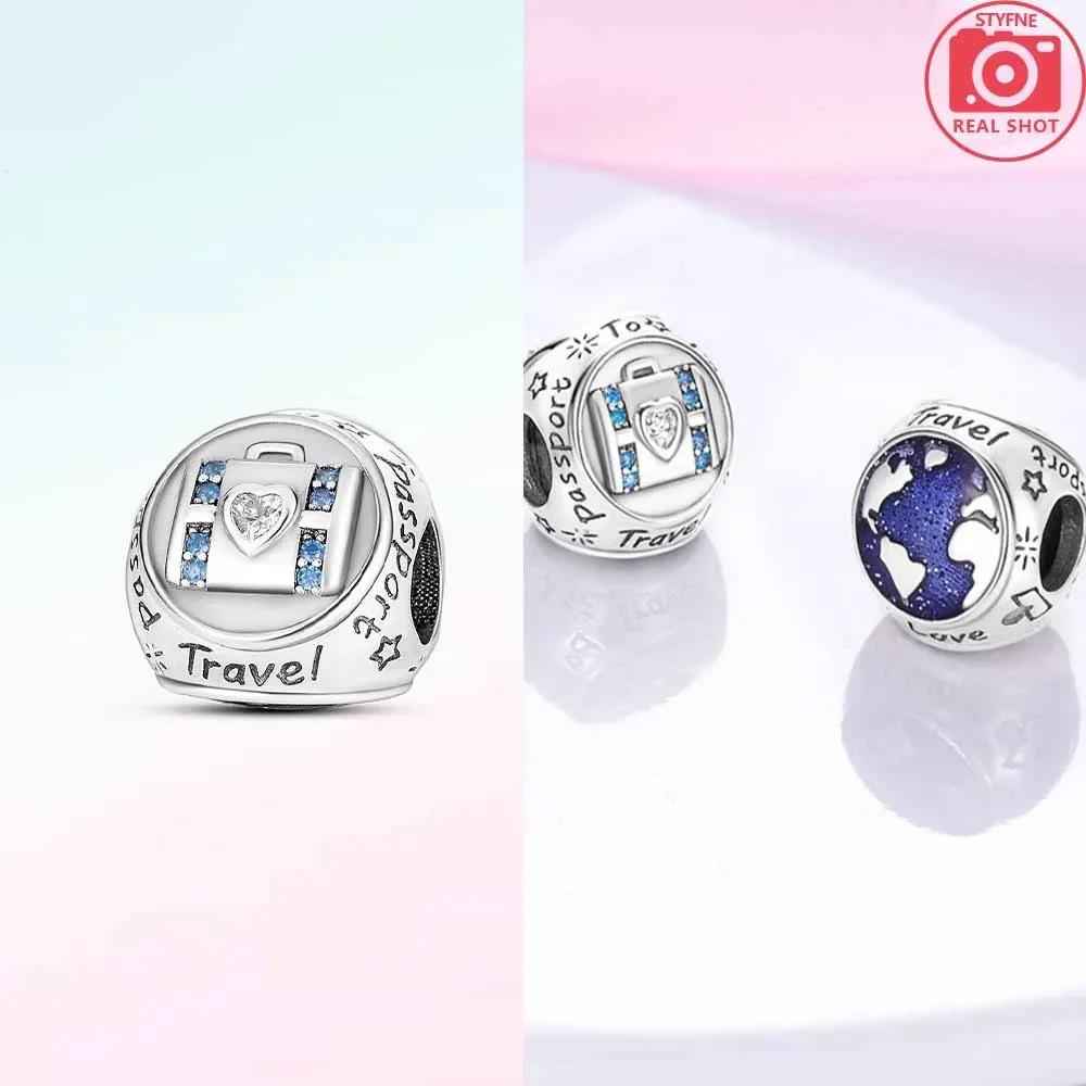 Copper Travel Series Suitcase Camera Airplane Hat Charms Fit Original Snake Chain Bracelet Diy For Women Jewelry Making Gift