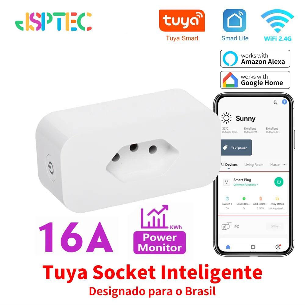 

Tuya 16A Brazil Standard WiFi Smart Plug with Power Monitor Smart Life APP Smart Socket Voice Work for Google Home Alexa TUYA 16A