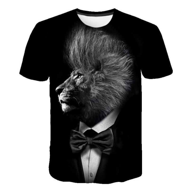 Summer New Cartoon Colorful Fox Dog 3D Digital Printed T-shirt Men's Short Sleeved T-shirt