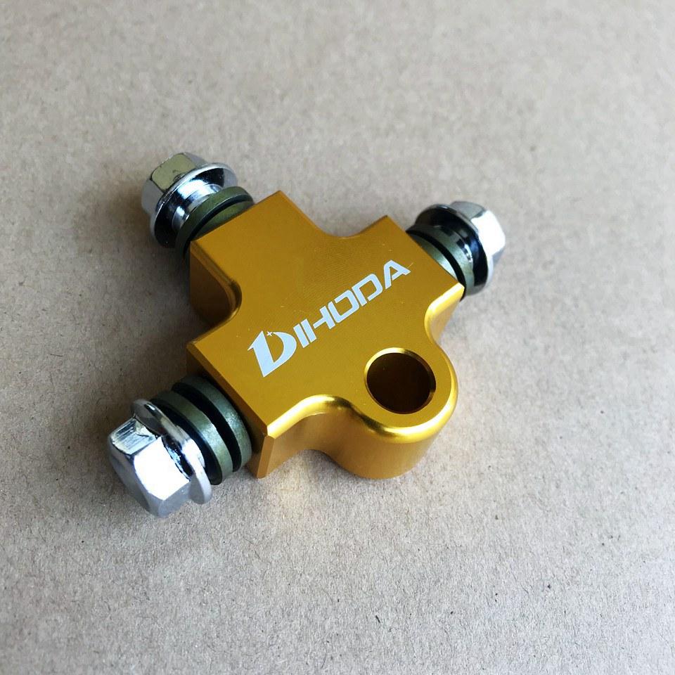 

Motorcycle Hydraulic Brake oil Hose CNC Three-way Pipe Connector / Tee Coupling Fitting For modification tubing bracket Adapter золотий