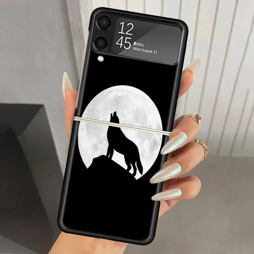 

Злой Зверь Волк Яростный Жесткий ПК Чехол для Телефона Для Samsung Galaxy Z Flip 6 5 4 3 Черная Крышка ZFlip6 Flip5 Flip4 5G Складной Печать C Samsung Z Flip 6