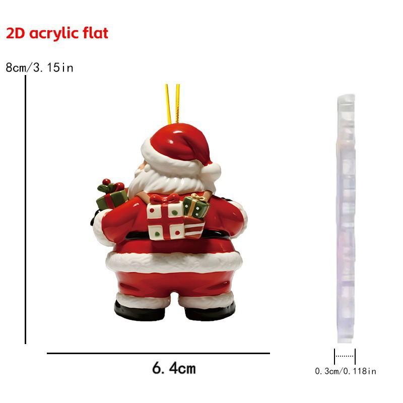Christmas Tree Pendant Acrylic 2D Cartoon Santa Claus Snowman Festive Hanging Ornaments For Christmas Tree Decor Cute Cartoon