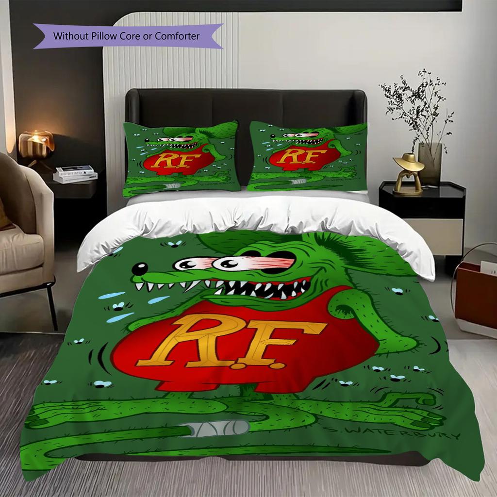 Rat Fink Iconic Mouse Mascot Threepiece Set 1 Duvet Cover 2 Pillowcase Without Core Bedding Set Christmas Birthday Gift