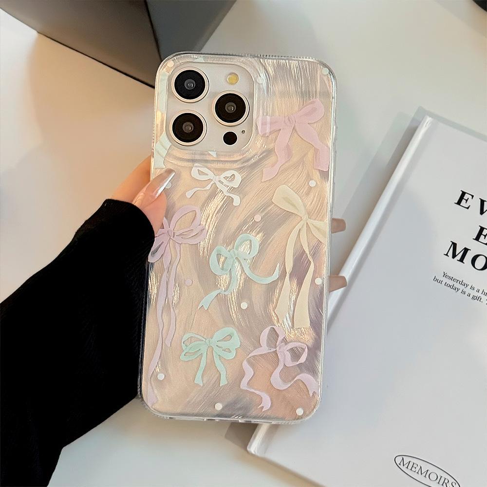Glitter Bow Phone Case for iPhone 17 16 15 14 13 Pro Max, Cute Rhinestone Bowknot Shockproof Cover, Aesthetic Girly Protective Case