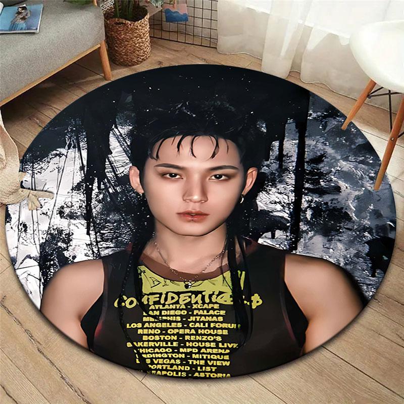 KimMingyu Round Area Rug,Carpet Rug for Living Room Bedroom Sofa Playroom Decor,Non-slip Floor Mat