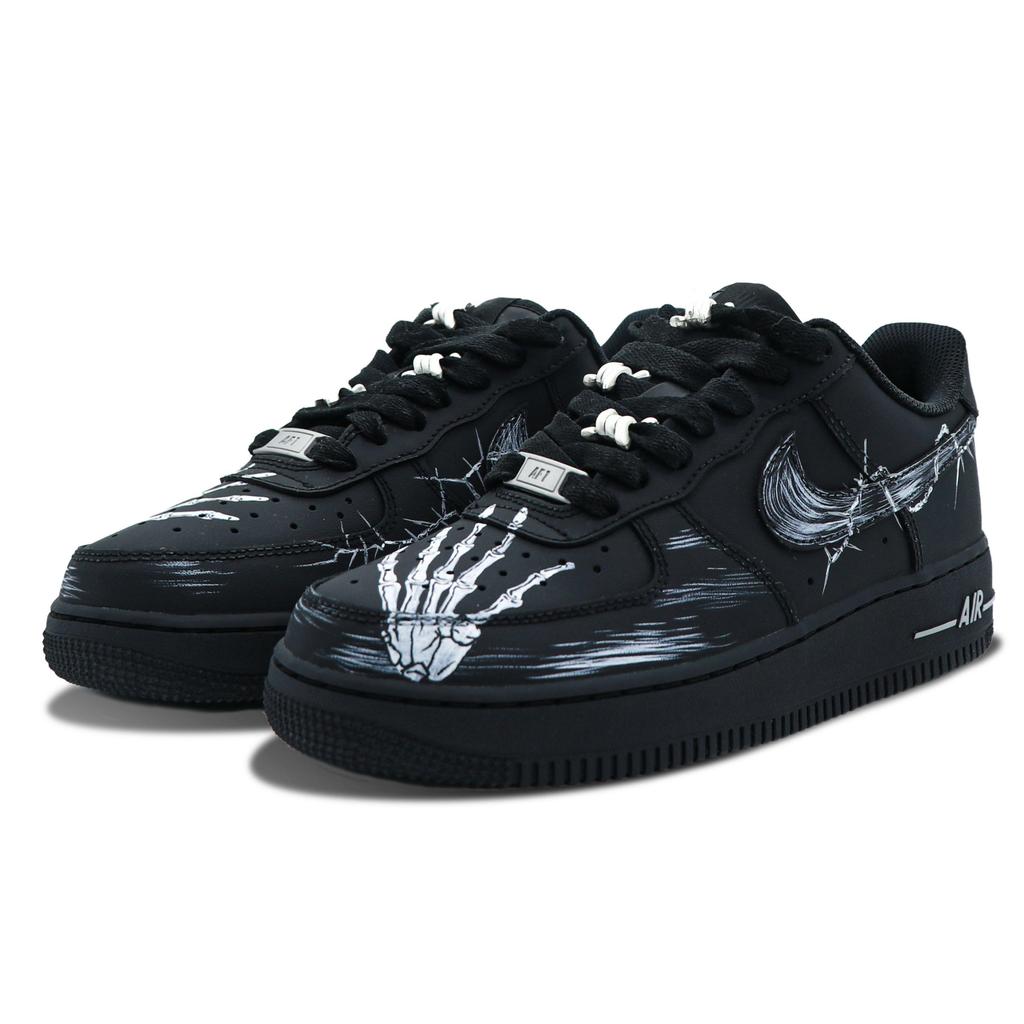 Nike Air Force 1 Coverage Low top Skateboard Shoes Men's Black White CW2288-001(Team147-)
