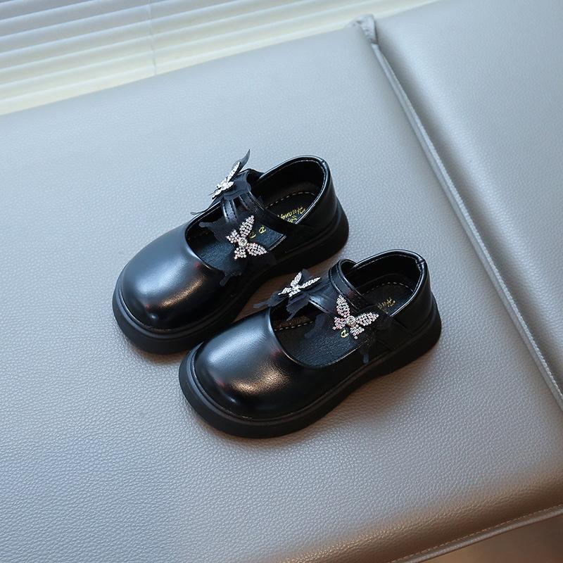 Spring and Autumn New Style Girls Sweet Bow Performance Soft Sole Leather Shoes