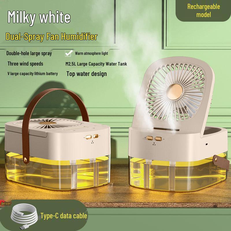 Portable USB Silent Humidifying Spray Fan with Timer & Remote