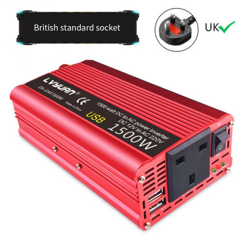 Car Inverter 1500W Power DC 12V To 110V/220V 230V Dual USB Charging Adapter Converter Solar Omvormer 12 Naar 220 Volt Europa