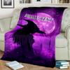 1PC Custom Name Moonlit Witch Silhouette Outdooor Flannel Blankets Throw Blanket All-Season Throw Gift Bedspread for Couch, Bed, Camping Holiday Birth