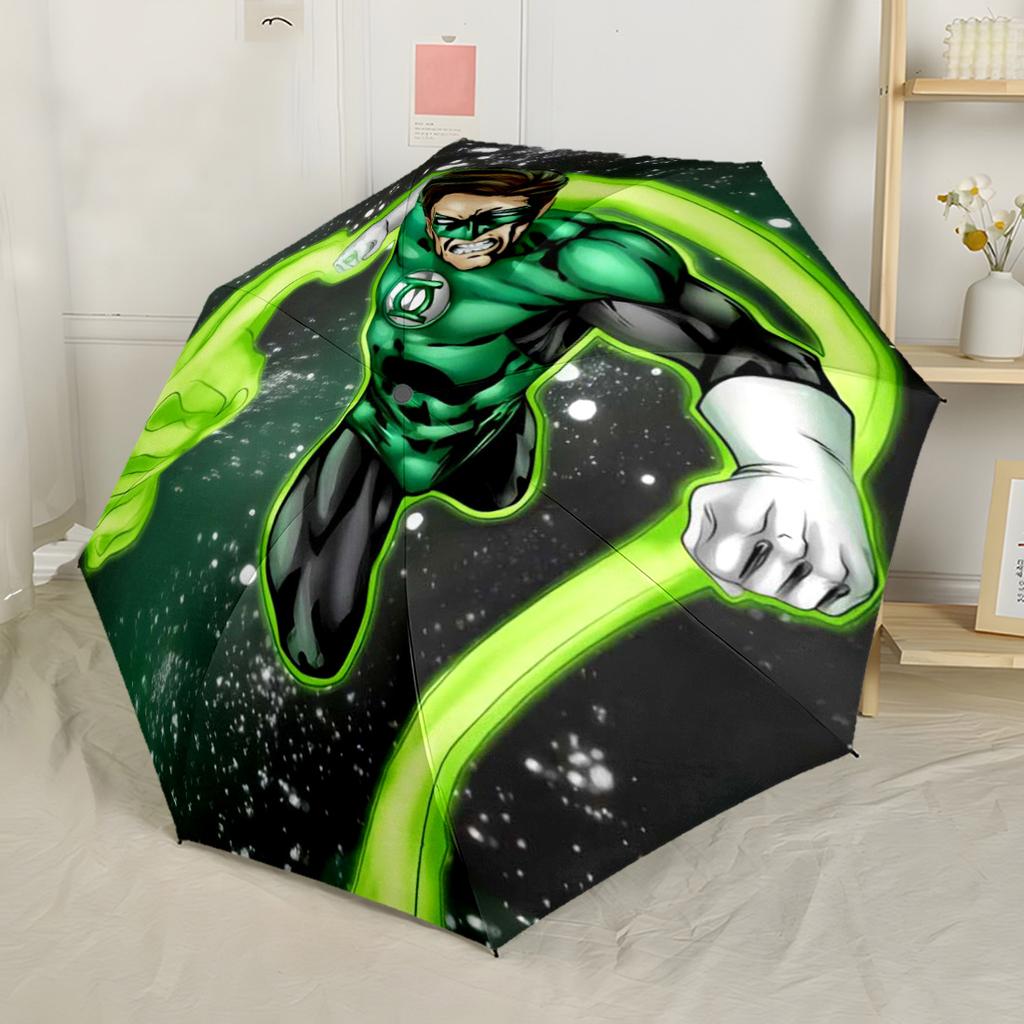 Green Lantern In Space Portable Automatic Umbrella Folding Umbrella with 8 Ribs Compact Design All-Season Travel Vibrant Pattern Umbrella