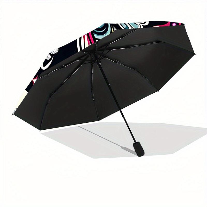 1pc Moon Butterfly Automatic Open/close Folding Compact Umbrella, 8-Rib Sturdy Canopy, Lightweight Portable, Everyday Use, Gift, Outdoor Umbrella, Tra