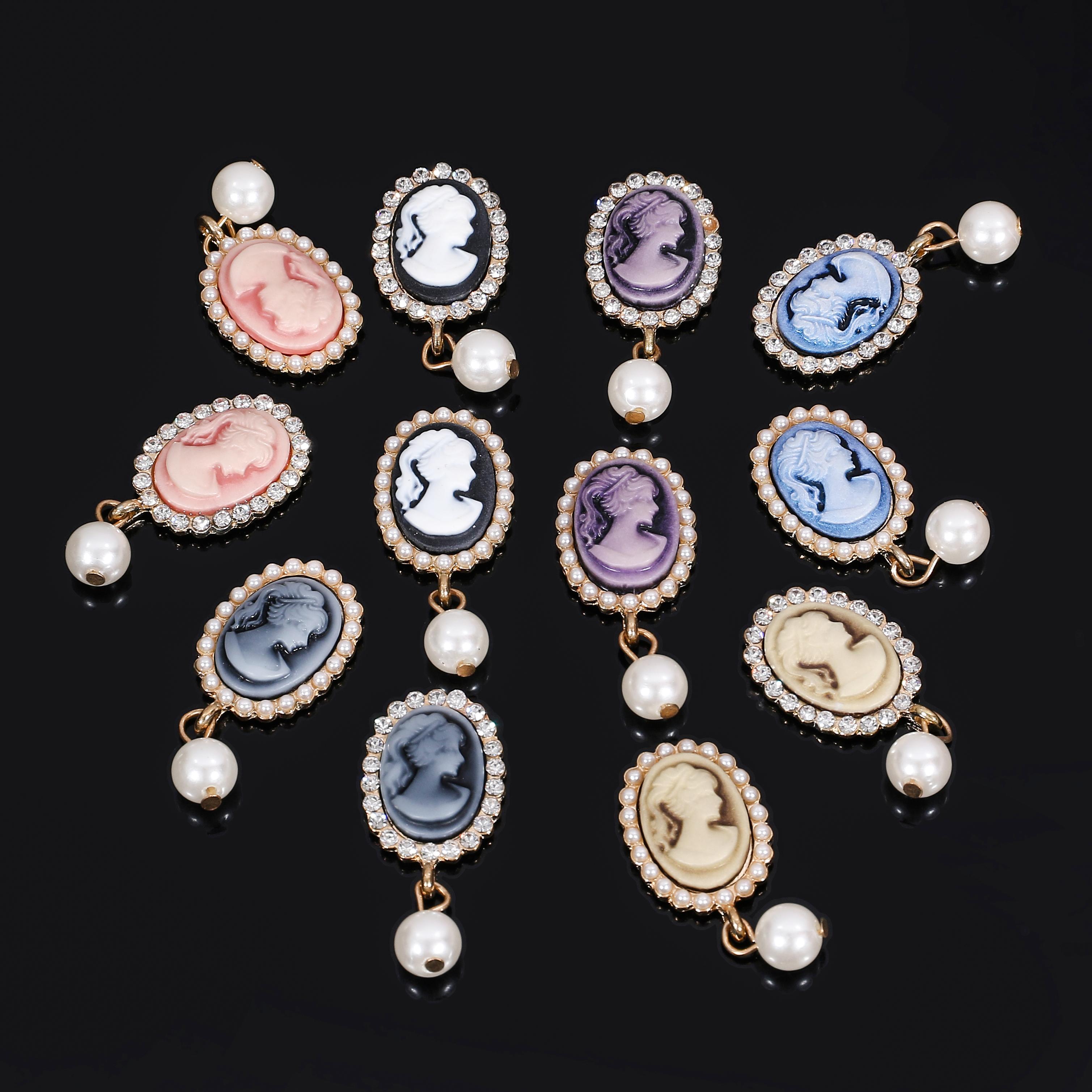 

Engood 50Pcs Head Oval Rhinestone Button Pearl Pendant for Wedding Sewing Trim & Embellishment Craft DIY Hair Accessories BD30