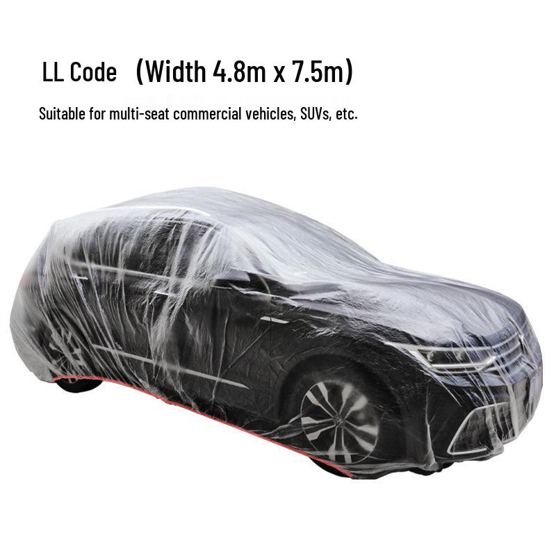 Universal Disposable Car Cover - Sun, Rain, and Dust Protection, Transparent Plastic Full Cover