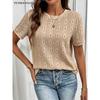TIFICY Women's Fashion Casual Summer Spring Solid Color Print Short Sleeve O-Neck Blouses & Shirts