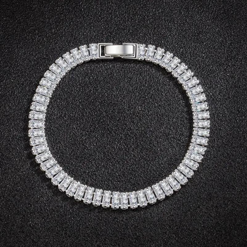 925 Sterling Silver Bracelet Elegant Zircon Crystal Fine Jewelry for Women Girl Engagement Wedding Glamour 20CM