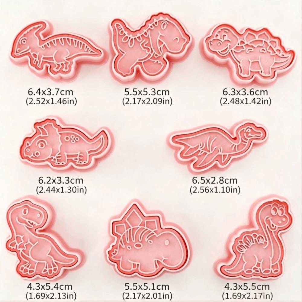 8PCS 3D Embossed Details Dinosaur Cookie Cutter PP Cookie Cutter Set Baking Kit Kids DIY Desserts