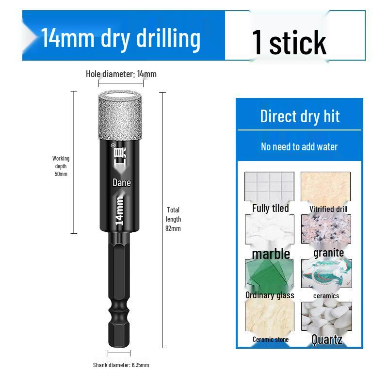 6mm Hex Shank Dry Drill Bit for Glass, Slate, and Marble