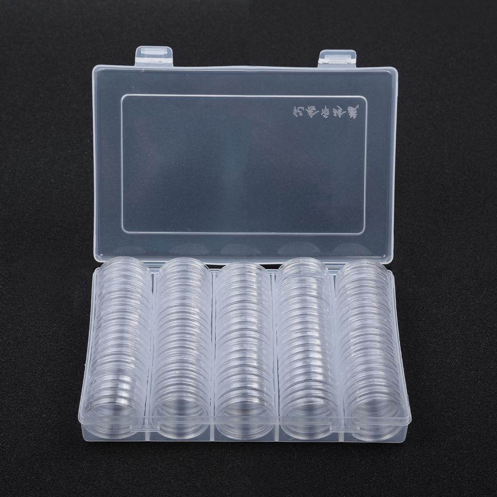 Organize and Protect Your Coin Collection 100 Pack Clear Plastic Coin Storage Boxes with Big Storage Box Included
