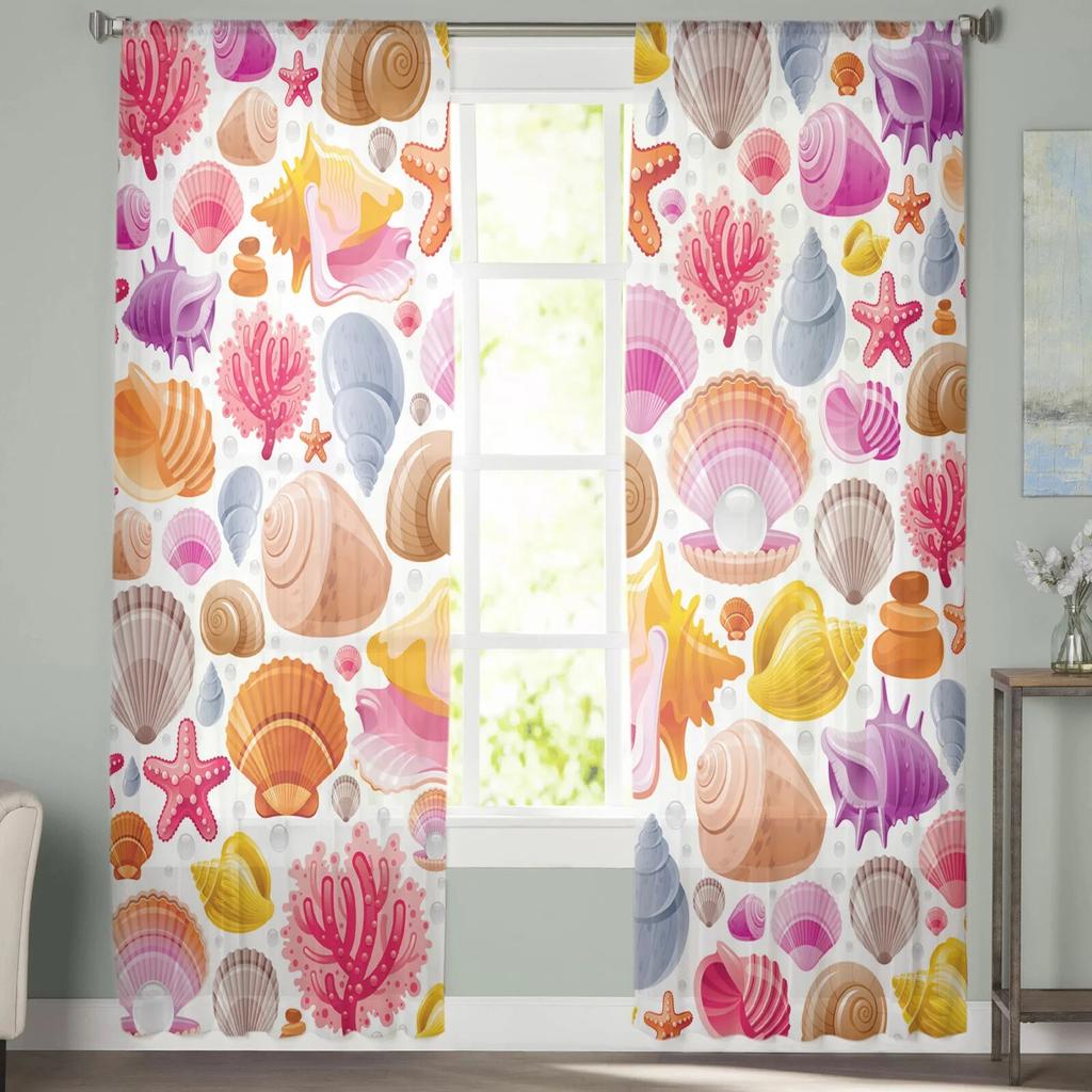 Muschel-Nuss-Textur, Tüllvorhänge für Schlafzimmer, Flur, Wohnzimmer, Dekoration, Chiffonvorhang für Balkon, Küche, Heimvorhänge