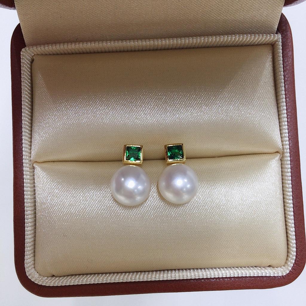 Wedding Natural Freshwater White Pearl Earrings Bridal Round Pearl Earrings Fine Jewelry Wife Mother Party Gift