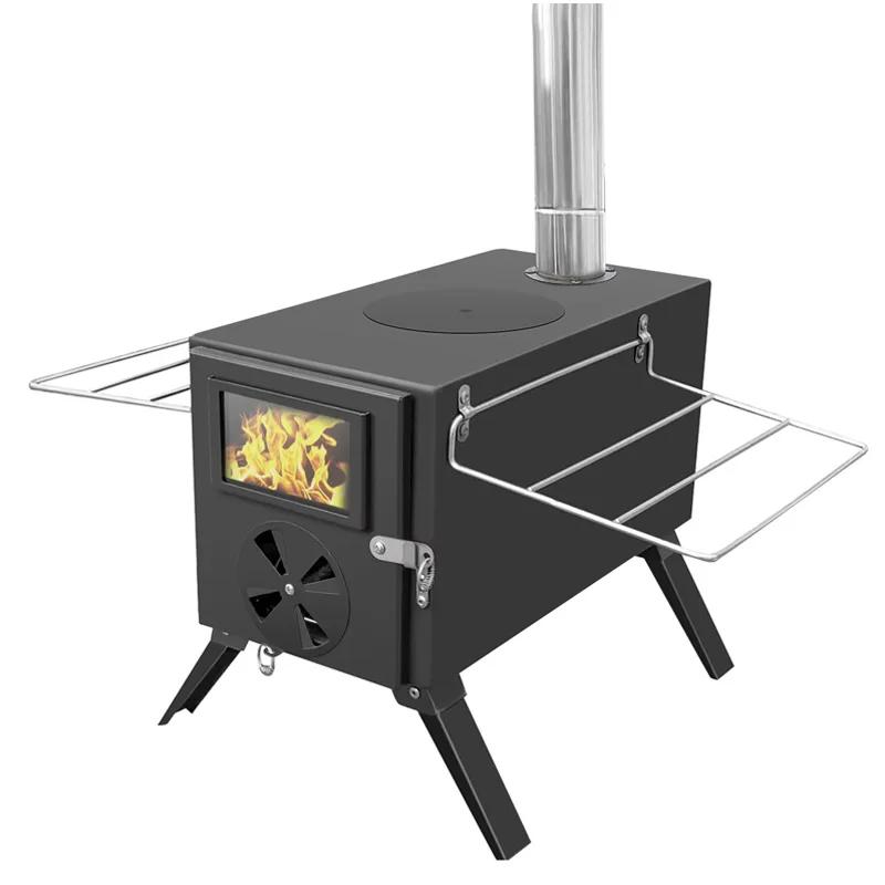Outdoor Camp Tent Folding Firewood Stove Portable Wood Burning Stove Multifunctional Firewood Burner with Detachable Chimney