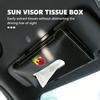 For Abarth Car Tissue Box Mounted Universal Sun Visor Plate Paper Towel Storage Bag FIAT 500 FR Ducato Doblo Freemont Idea Stilo