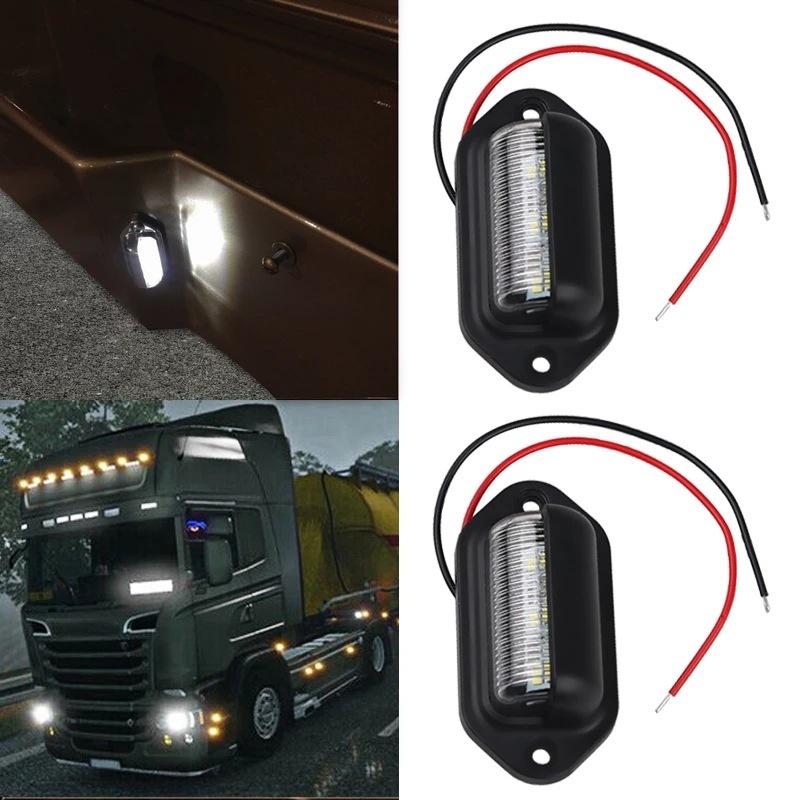 2PCS 6 LED Car License Number Plate Light For SUV Truck Trailer Van Tag Step Lamp White Bulbs Car Products License Plate Lights